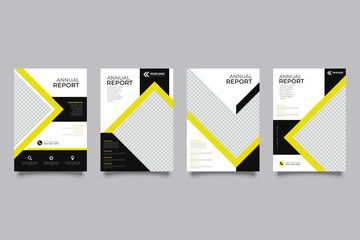  corporate real estate business company brochure template and flyer design mock up with connected hexagon polygons in green and blue shades as space for photo collage. white background