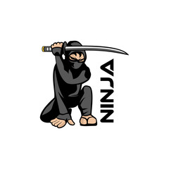 Vector of ninja cartoon character holding samurai blade design eps format, suitable for your design needs, logo, illustration, animation, etc. © LeamSign