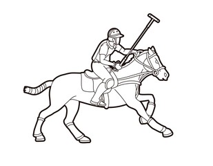 Horses Polo player sport cartoon graphic vector