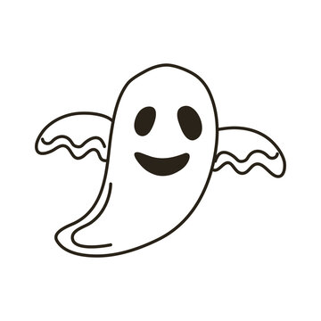 halloween ghost floating style line icon