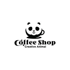 panda coffee mug logo vector icon illustration
