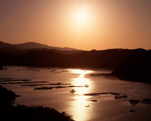 釣り屋形　夕景