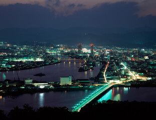 高知市街　夕景