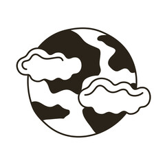 full moon and clouds line style icon