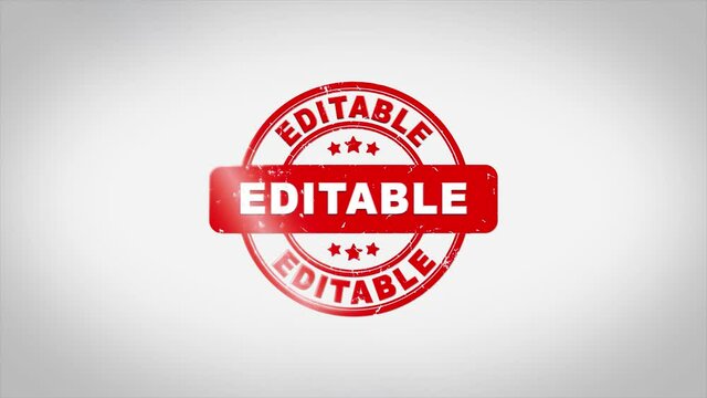 Editable Signed Stamping Text Wooden Stamp Animation. Red Ink on Clean White Paper Surface Background with Green matte Background Included.
