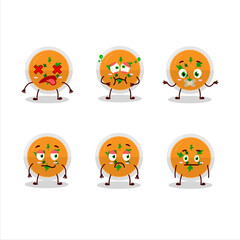 Naklejka premium Mashed orange potatoes cartoon character with nope expression