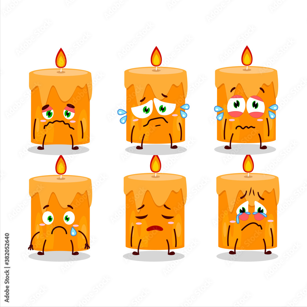 Wall mural Orange candle cartoon character with sad expression