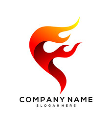 fire letter f vector logo template