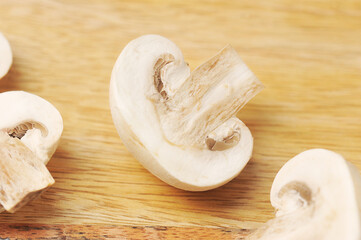mushrooms on wooden