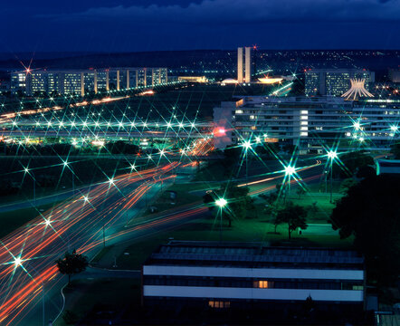 Fototapeta 国会議事堂　望遠　夜景