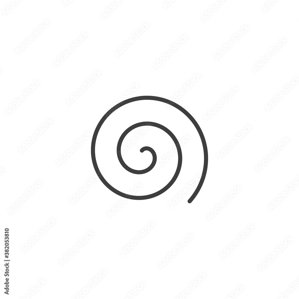 Poster large linear spiral. archimedean spiral of black color with ten turnings of one arm of an arithmetic