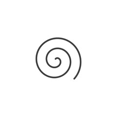 Large linear spiral. Archimedean spiral of black color with ten turnings of one arm of an arithmetic spiral, rotating with constant angular velocity. Isolated illustration on white background. Vector.