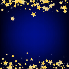 Golden Christmas Stars Vector Blue Background. 