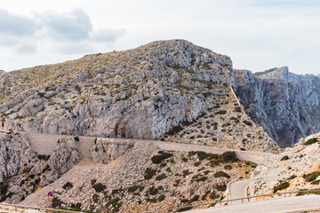 Beautiful view over the water and mountains of Mirador Es Colomer, Cap de Formentor, Palma de Mallorca, Balearic Islands, Spain