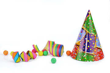 colorful items for event  celebration  isolated on white background