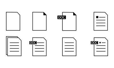 Document and file type icon set. Document file Vector icon set.