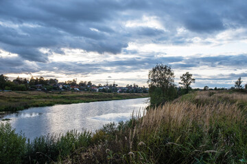 Quiet evening on the Uvod river within the city of Ivanovo.