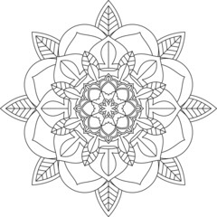Easy Mandala coloring book simple and basic for beginners, seniors and children. Set of Mehndi flower pattern for Henna drawing and tattoo. Decoration in ethnic oriental, Indian style.