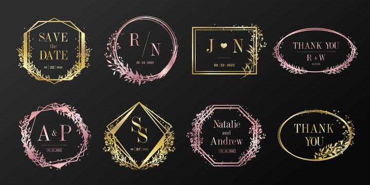 Luxury wedding monogram logo collection. Floral frame for branding logo and invitation card design.