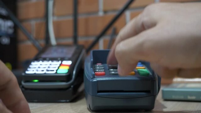 Customer using credit card for payment, credit card payment service.