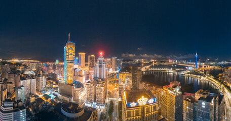 Fototapeta na wymiar Aerial photography of night scene of Macao Peninsula City, China