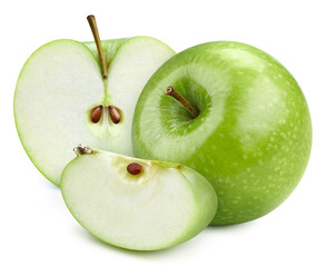 Ripe fresh green apple clipping path