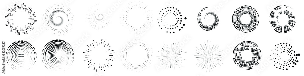 Poster halftone dots in circle form. round logo . vector dotted frame . design element