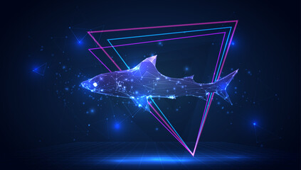 vector 3d from triangular polygons on a blue background