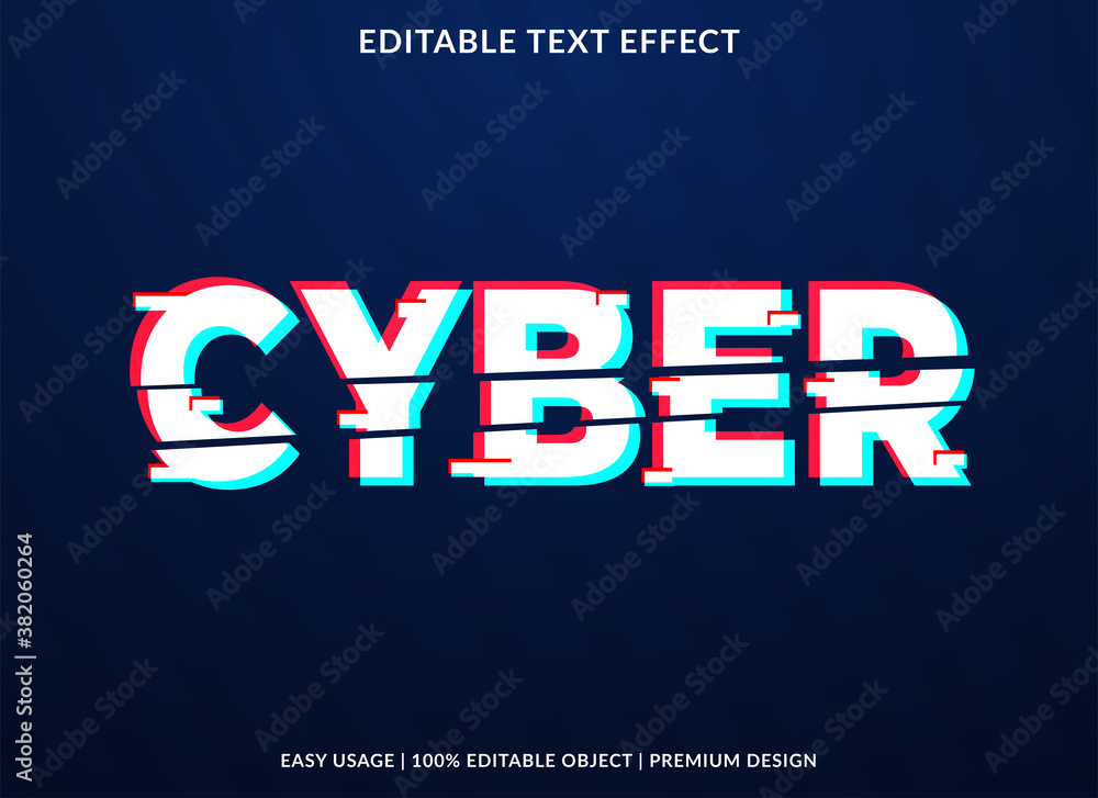 Aufkleber cyber text effect template with abstract and bold style use for brand tagline or product logo