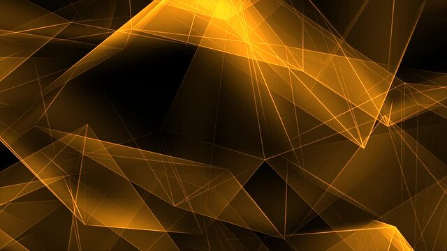 Gold Low poly crystal Polygon background. Modern Golden gradient glowing edges Polygonal triangles shapes Honey Animation. backdrop, wallpaper, luxury, party birthday, wedding, anniversary, business