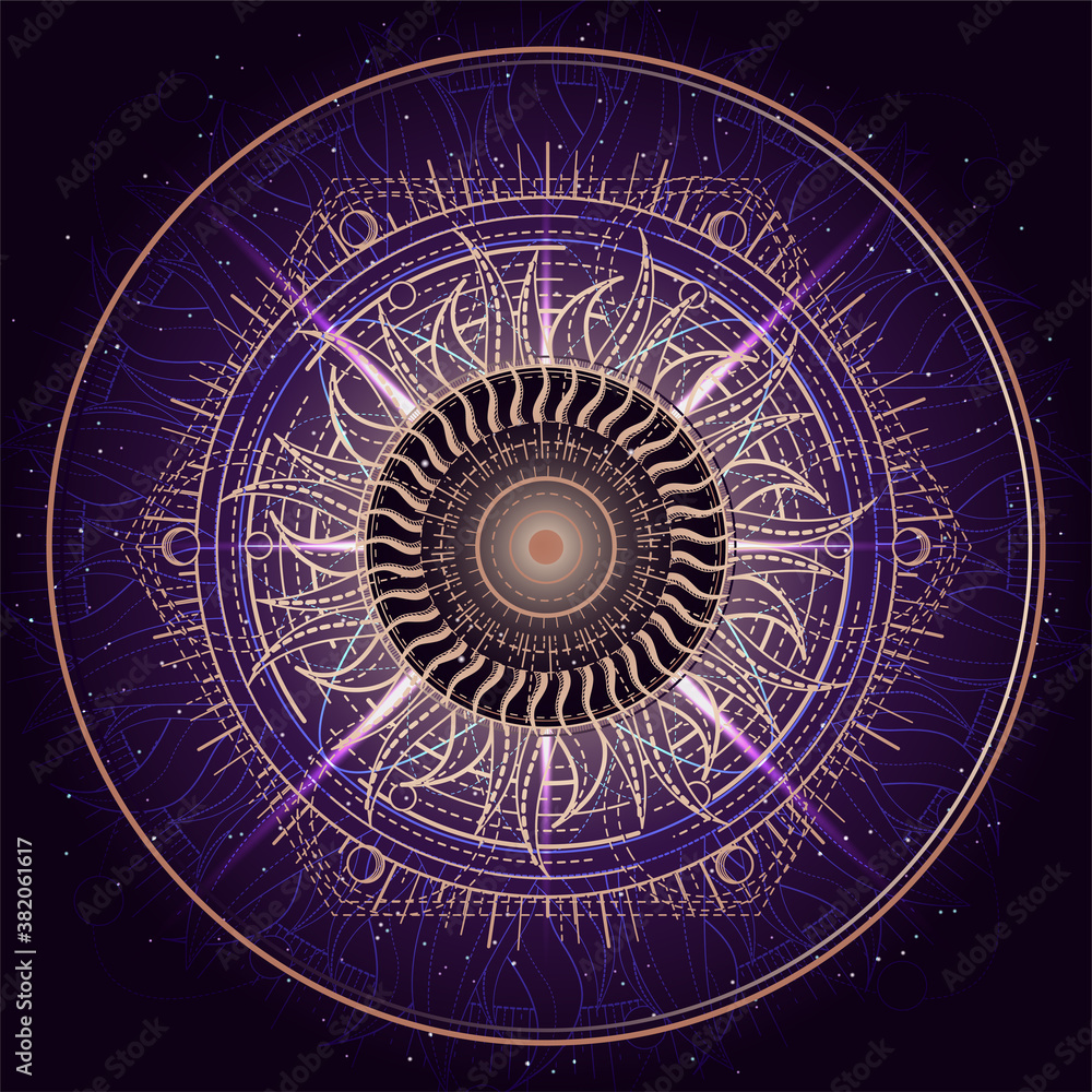 Canvas Prints vector illustration of sacred geometry symbol on abstract background.