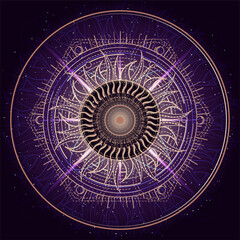 Vector illustration of Sacred geometry symbol on abstract background.