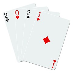 2021 playing cards on a white background