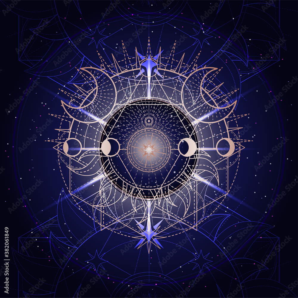 Canvas Prints vector illustration of sacred geometry symbol on abstract background.