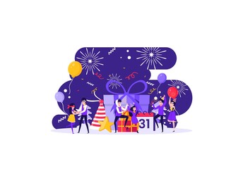 celebrate new year's eve with family and friends with great joy. Vector illustration
