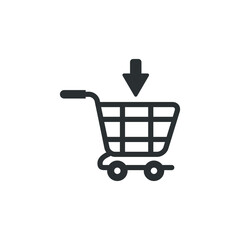 Shopping cart with down arrow icon