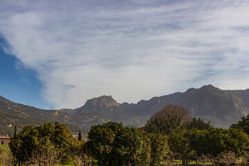 A beautiful landsscape of mountains  and mediterranean view of  Port de Soller, Mallorca, Spain, Europe