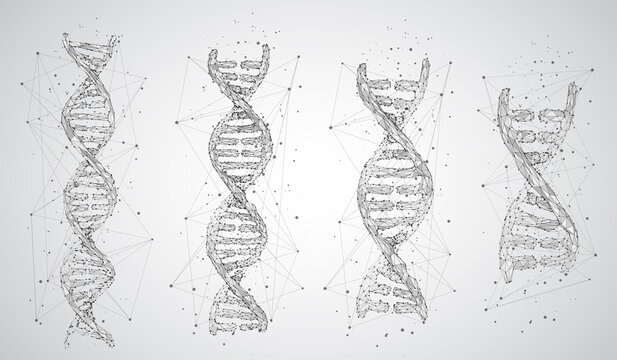 vector dna spiral made of polygons and dots