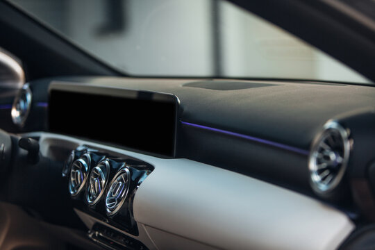 Air conditioner and heating inlet at car panel with backlight 