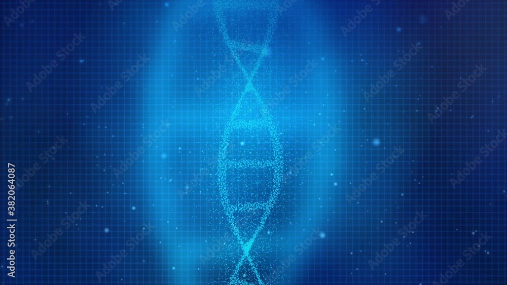 Poster abstract white dna 3d hologram glowing rotating dna double helix loop animation. science and medicin