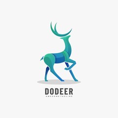Vector Logo Illustration Deer Gradient Colorful Style.