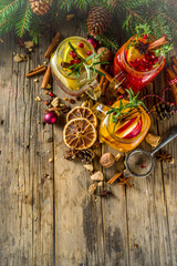 Winter sangria, mulled wine or hot mulled cocktails