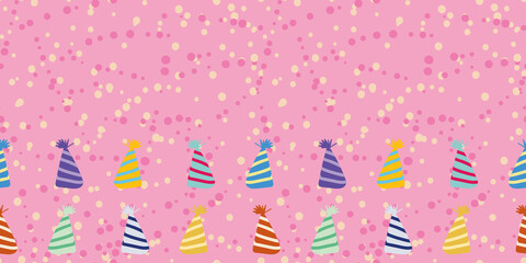 Party Hat Celebration Frame Border seamless pattern