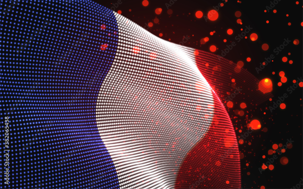 Wall mural Vector bright glowing country flag of abstract dots. France