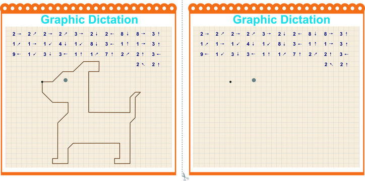 Copy the graphic image. Draw a dog. Worksheet for children