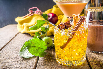Various autumn winter alcohol cocktail