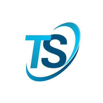 initial letter TS logotype company name colored blue swoosh design concept. vector logo for business and company identity.