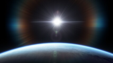 Deep space planets, awesome science fiction wallpaper, cosmic landscape. 3d render