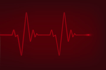 Heartbeat neon light effect. Ecg heart pulse