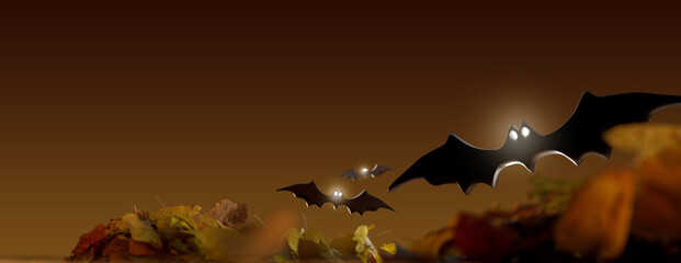 Halloween paper decoration collection on a background - 3d rendering